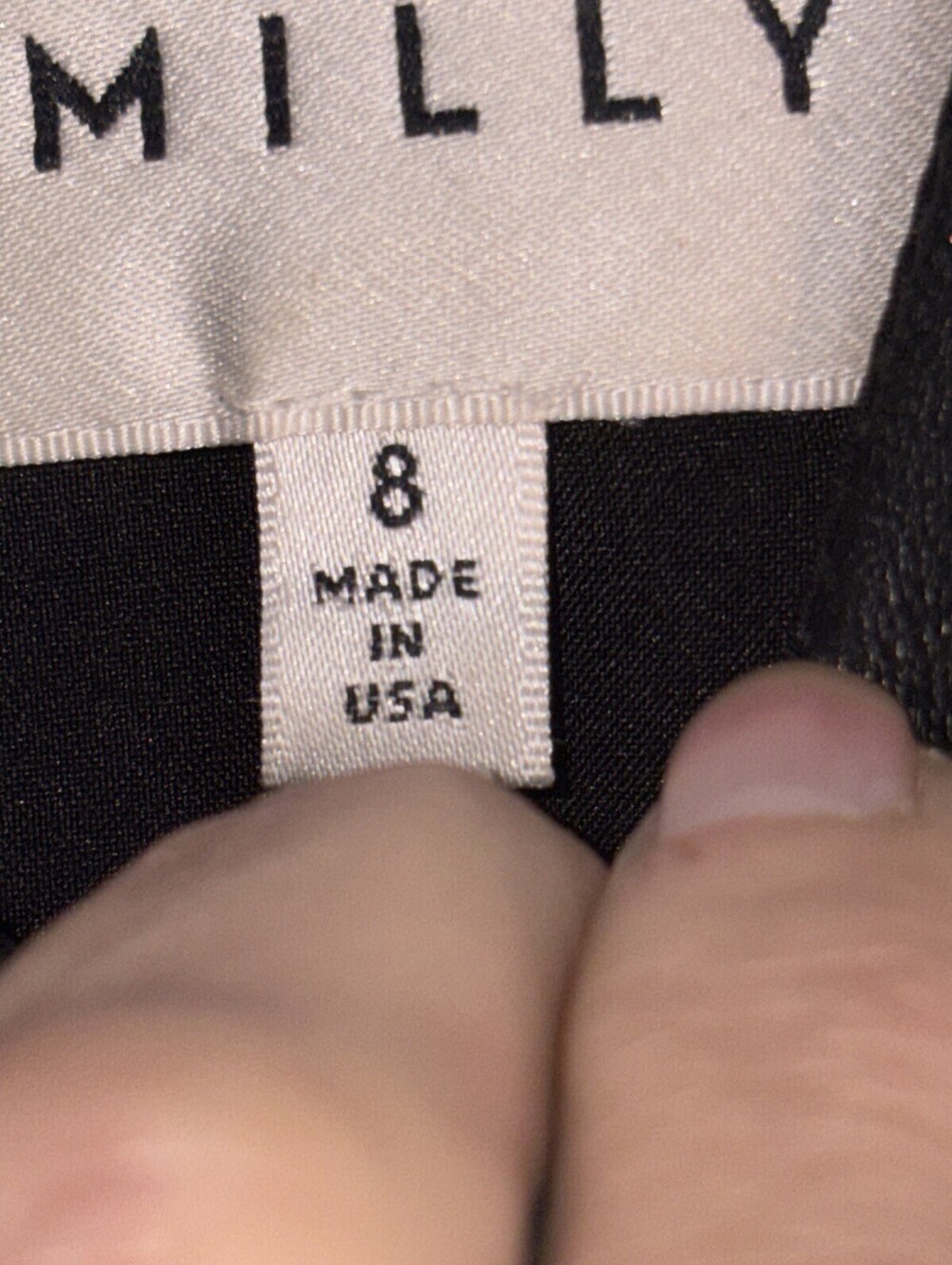 Milly Black Lambskin Trim With‎ Faux Metallic Fabric Size 8 Made In USA - Picture 8 of 16